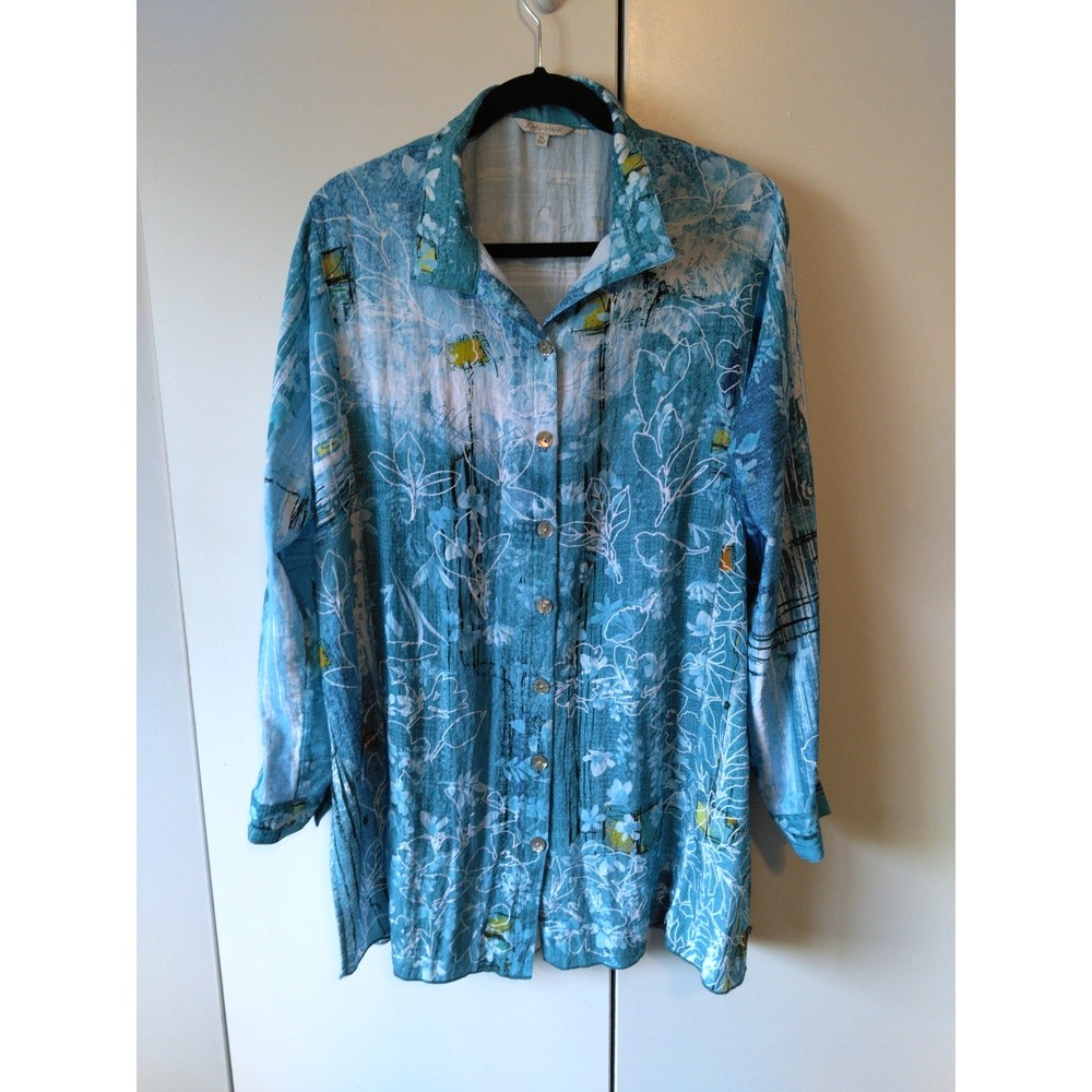 John Mark  Artsy Tunic Shirt Size XL  Abstract Print Boho Art Teacher Office